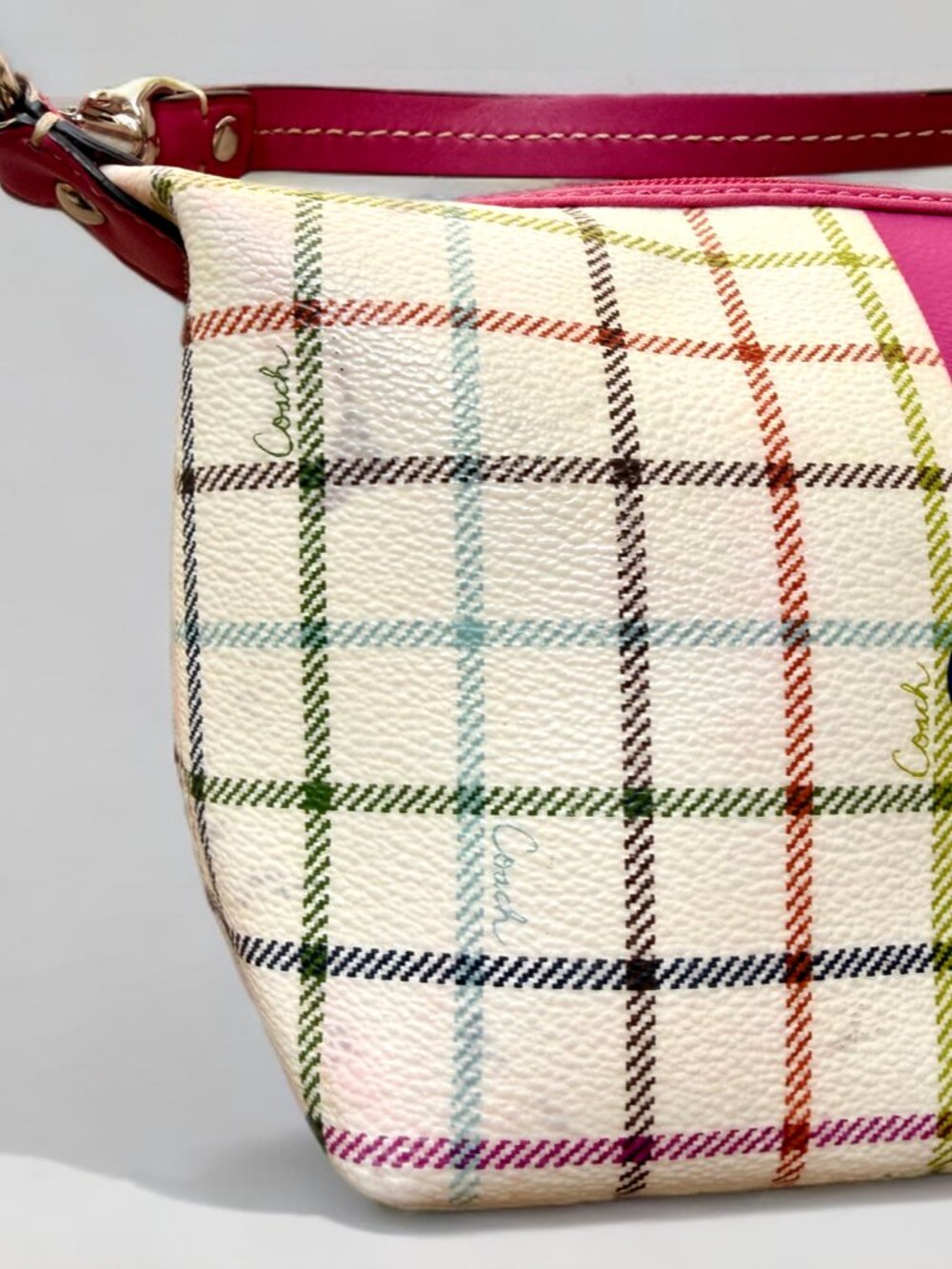 Coach Coated Canvas Heritage Stripe Tattersall Mini Hobo Bag - Picture 8 of 12